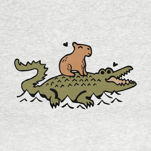 Capybara and Crocodile Love by Graograman